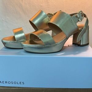 Gold Metallic Leather Aerosole Sandals